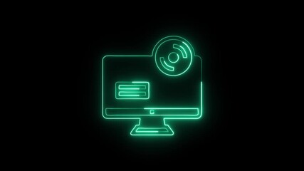 Software Installation Animation with Glowing Lines on Black Background
