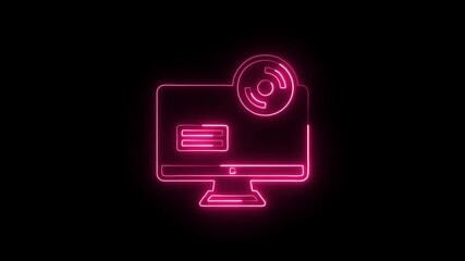 Software Installation Animation with Glowing Lines on Black Background