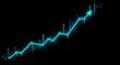 © RabeyaGraphix - A glowing blue line graph with rising bars indicates a strong upward trend and business growth on a dark background, symbolizing financial progress