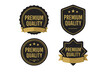 © Ciara - Premium quality badge collection, luxury gold labels, elegant guarantee stamp set, VIP certification emblem, award symbols, exclusive premium product seal, vector illustration transparent background