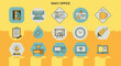 © Wahyu - Daily office life and business routine icon set. Vector collection of modern workplace elements for corporate communication.