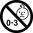 © Oleksandr - 0-3 years marking. For children under three years old. The product meets the age requirements for safety and development of children. Marking on the package. Warning symbol.