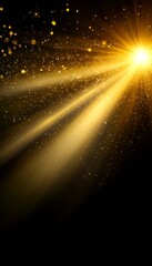 Wall Mural - golden light bursts through darkness, abstract sparkle vector backdrop with sunbeam effect overlay