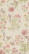 © Faikul - wallpaper with wildflowers, butterflies, and soft faded linen background, vintage floral motif
