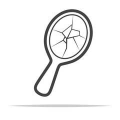Wall Mural - broken hand mirror outline icon transparent vector isolated