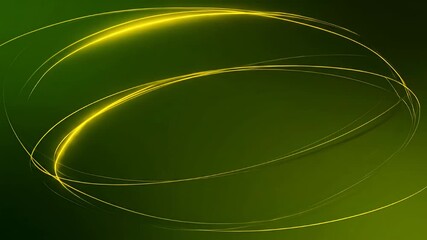 Canvas Print - golden curved lines dance across a verdant green background in this abstract design