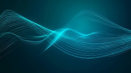 Canvas Print - abstract teal flowing light strands, forming curves against a darker background