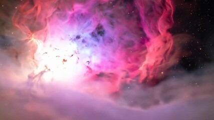 Canvas Print - ethereal nebula swirling with pink, purple, and brown gases, light emitting center
