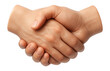 © OMD - Two hands shaking in a symbol of agreement or partnership on transparent background.