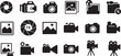 © Jolakha - Assortment of Black Photography and Videography Icons with F- Stop and Image Symbols on White camera