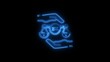 © Photos_ - Blue Neon Scales of Justice Symbol Held by Hands on Black Background legal equality