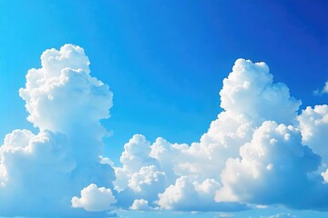 Wall Mural - Fluffy white cumulus clouds drift lazily across a vibrant, azure blue sky, creating a breathtaking summer scene Perfect for travel, weather, or nature-themed projects , blue, above, fluffy