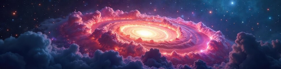 Wall Mural - Stunning cosmic cloud of gas and dust, a vibrant nebula within a spiral galaxy, swirling colors illuminate the vastness of space , gas, galactic, interstellar medium
