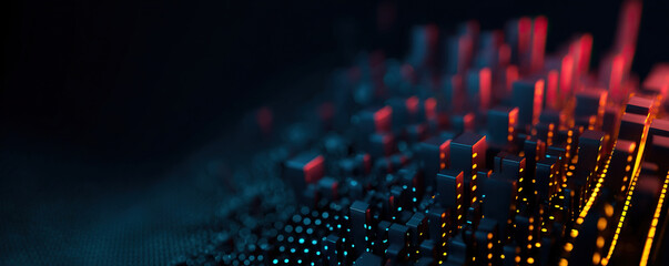 Wall Mural - Modern digital abstract 3D background. Can be used in the description of network abilities, technological processes, digital storages, science, education, etc.