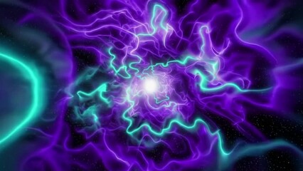 Wall Mural - Glowing electric nebula swirl in seamless loop animation background  
