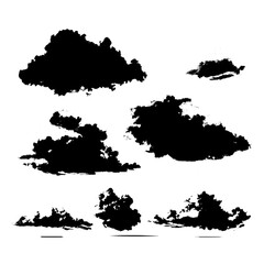 Wall Mural - The graphic illustration features a set of clouds isolated against a white background, showcasing a modern weather sky cloud collection