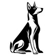 © AI04 - A Red Basenji with white markings is illustrated in a hand-drawn style, characteristic of Ango Angari art, in a one-color design, as a cute cartoon character, part of a modern set, featuring a