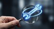 © Chainarong - Technical support concept with a hand holding a magnifying glass focusing on a glowing spanner icon