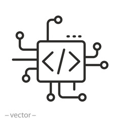 programming code icon, it developments, update program coding, software, thin line symbol on white background - editable stroke vector illustration eps10