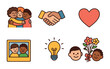 © Степан Озарчук - Community Icons Grid. Flat vector mini-illustrations community and togetherness in colors children's