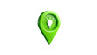 © Pixamint - Green location pin with light bulb icon on transparent background