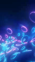 Wall Mural - neon abstract shapes in vibrant pink and blue colors floating dynamically, creating a futuristic vis