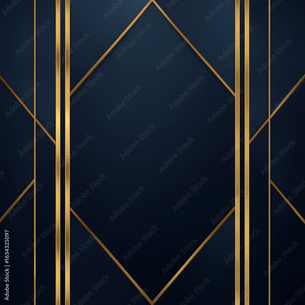A dark blue background with golden lines forming geometric shapes and ...