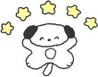 © titi.drawing - 별들 아래 팔 벌린 강아지 캐릭터 손그림 일러스트