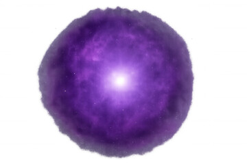 Wall Mural - luminous purple nebula glowing with intense central brightness, floating against transparent backgro