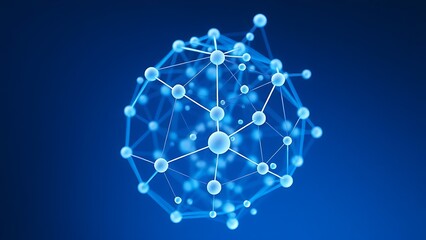 Futuristic blue and white spherical structure with interconnected nodes, symbolizing networks.