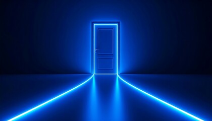 Doorway with Glowing Blue Lights Leading to Entrance