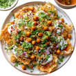 © Rehan - Plate of papri chaat with chickpeas yogurt on transparent background