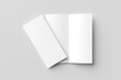 © Hasrizal - Bi-fold or half fold brochure blank mockup isolated on gray background, Realistic 3D rendering