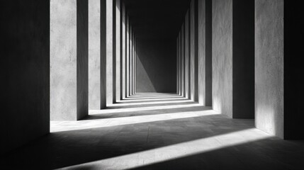 Canvas Print - minimalist architectural space with strong shadows and concrete walls