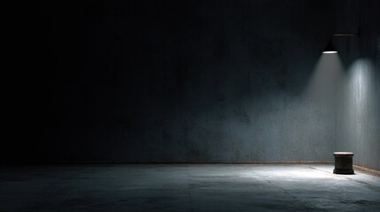 Canvas Print - dark empty room with spotlight and concrete flooring