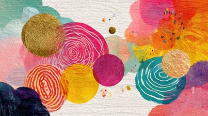 Canvas Print - Vibrant Abstract Patterns with Colorful Watercolor Elements