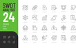 © Vectuz - Swot Analysis Editable Icons set. Vector illustration in modern thin line style of planning related icons: analysis, opportunity, treat, and more. Isolated on transparent background.