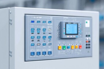 Control panel with various buttons and digital display showcases