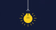 © Zulfikarggr - Bright idea concept with a glowing yellow light bulb hanging on a dark background, symbolizing creativity, innovation, and solution