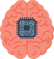 Wall Mural - brain with microchip symbolizing artificial intelligence and technology integration vector illustrat