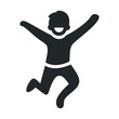 © Mr. Png - Silhouette of a happy jumping child icon in black and white