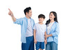 © STOCK88PHOTOGRAPHER - A happy asian family of three smiling at each other, with father pointing at something. Their happiness and togetherness on png background