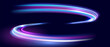 © Phantip - Modern high speed movement, technology concept. Fast moving light streams. Abstract neon light trails, Dynamic swirling light effects, Glowing light arcs. Creative design element. Vector EPS10.