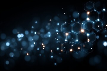 Wall Mural - a black and white image of a pattern of hexagons with a blue background