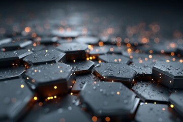 Wall Mural - a black and white image of a pattern of hexagons with a blue background