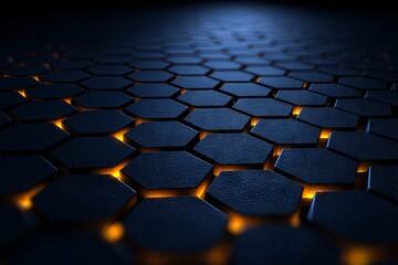Wall Mural - a black and white image of a pattern of hexagons with a blue background