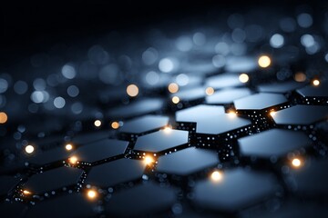 Wall Mural - a black and white image of a pattern of hexagons with a blue background