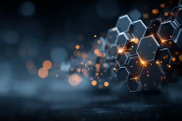 Wall Mural - a black and white image of a pattern of hexagons with a blue background