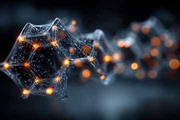 Wall Mural - a black and white image of a pattern of hexagons with a blue background