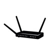 © Ferdinand - Black wireless router with antennas and LED lights
